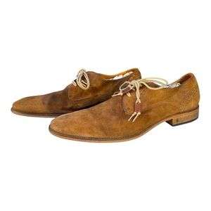 🦅 John Varvatos Men’s Suede Wingtip Derby Oxfords | Size 11 |‎ Distressed Cool